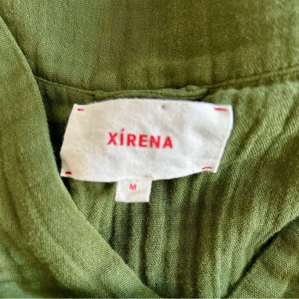 Xirena Avril Dress Size Medium Green 100% Cotton Gauze Midi Length Short Sleeve - Picture 8 of 9